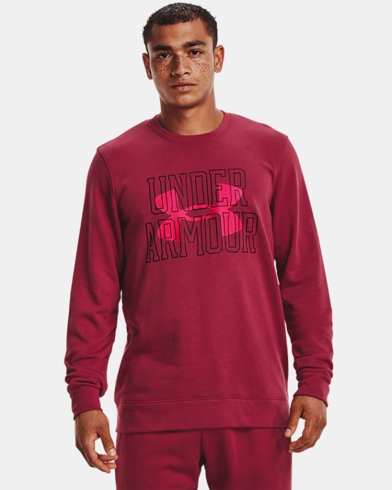 Men's UA Rival Terry Logo Crew in Pink image number 0